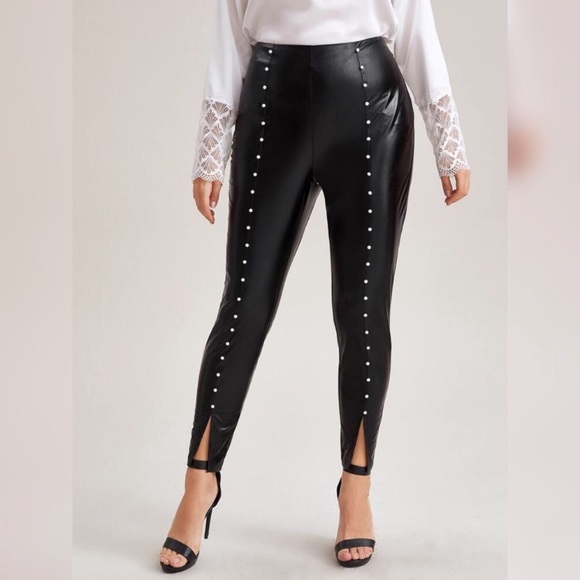 Pants - PEARL DESIGN FAUX LEATHER PANTS